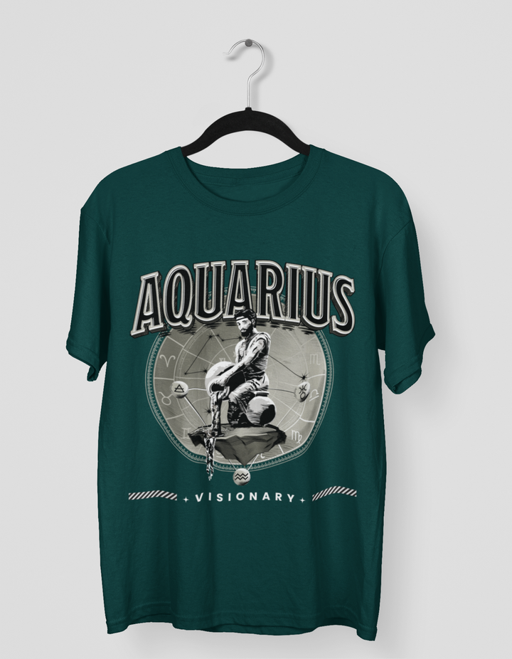 Aquarius Mens LineArt Oversized TShirt#color_green
