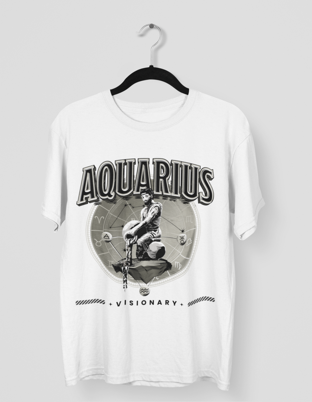Aquarius Mens LineArt Oversized TShirt#color_white