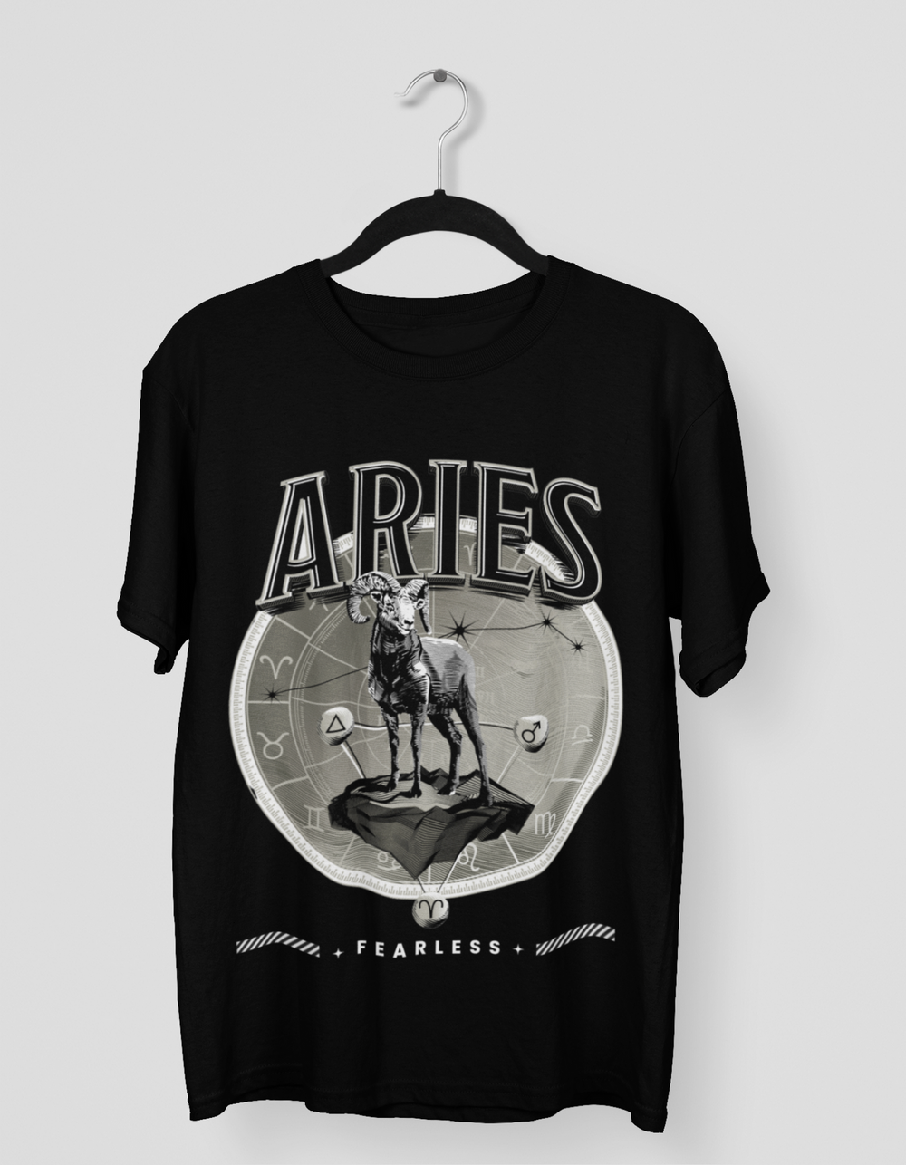 Aries Mens LineArt Oversized TShirt#color_black