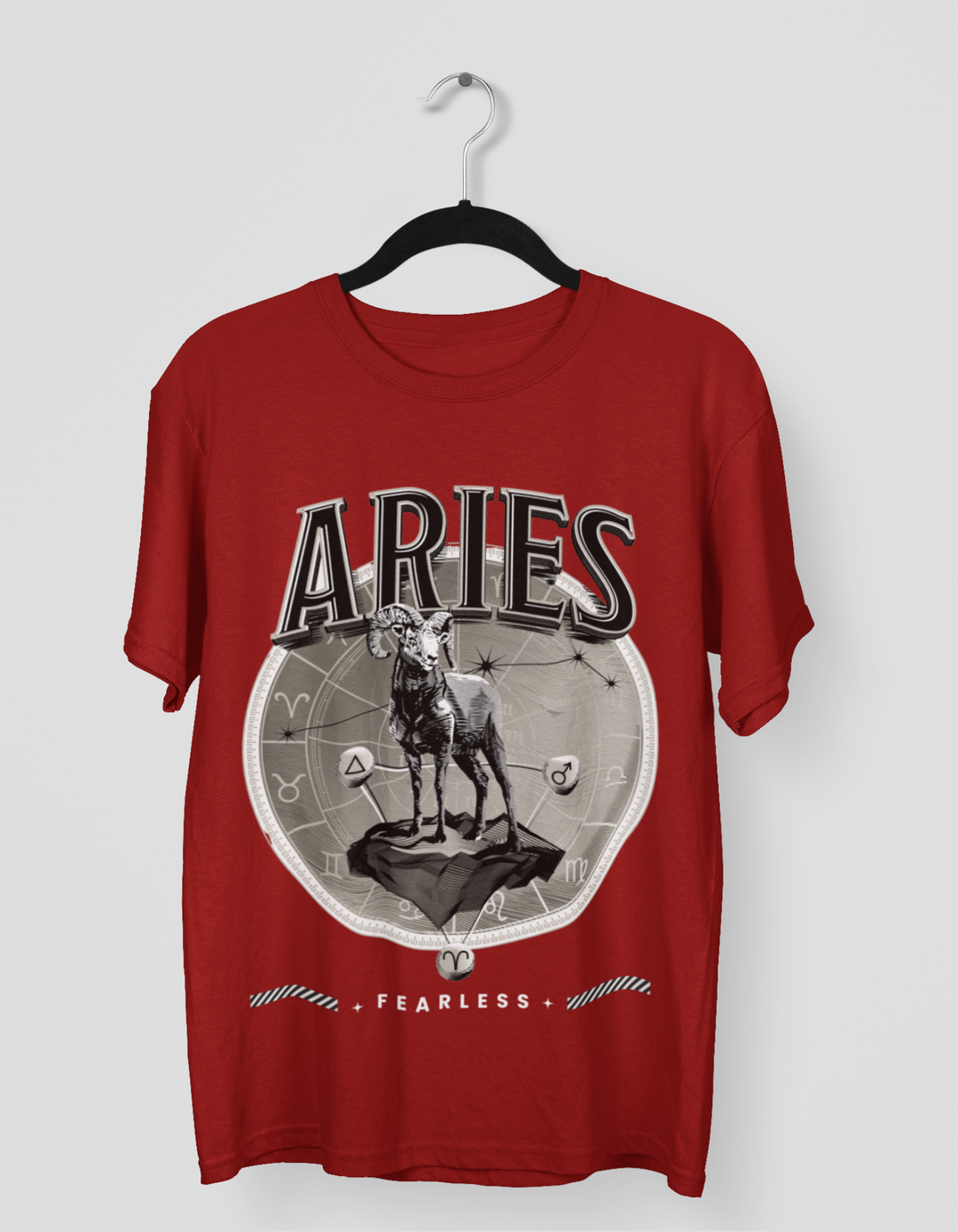 Aries Mens LineArt Oversized TShirt#color_maroon