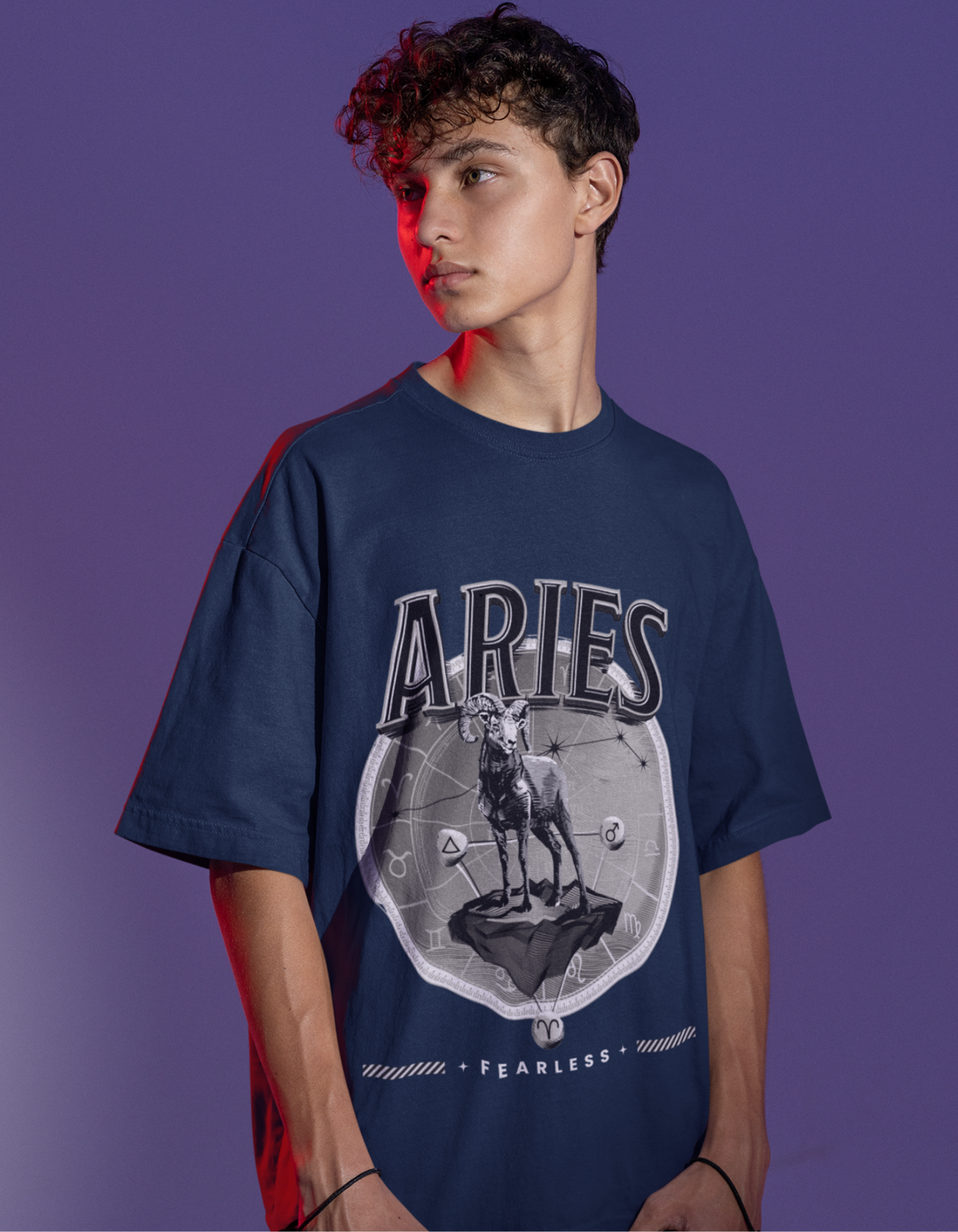 Aries Mens LineArt Oversized TShirt#color_navy