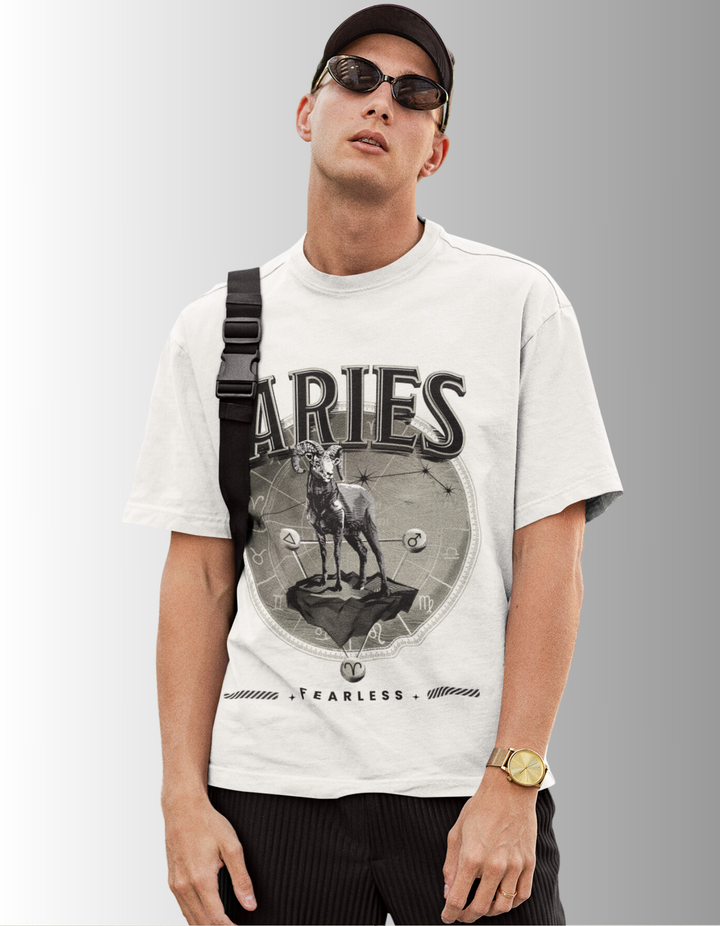 Aries Mens LineArt Oversized TShirt#color_white