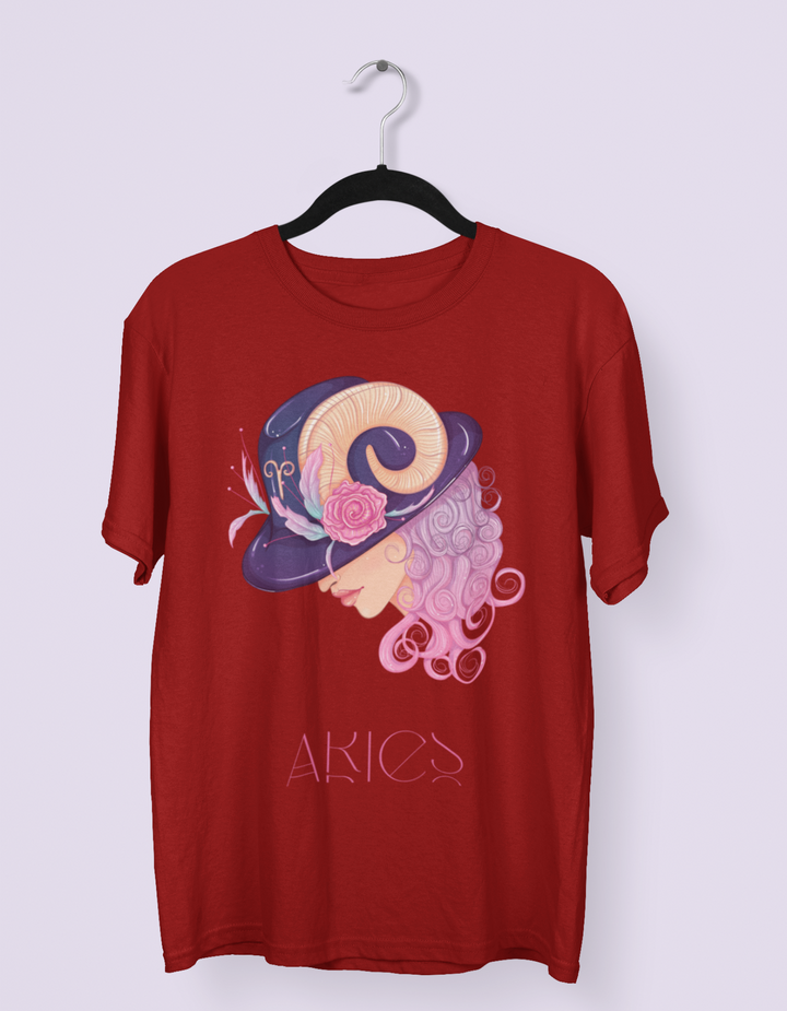 Aries Womens Elegant Oversized tshirt#color_maroon