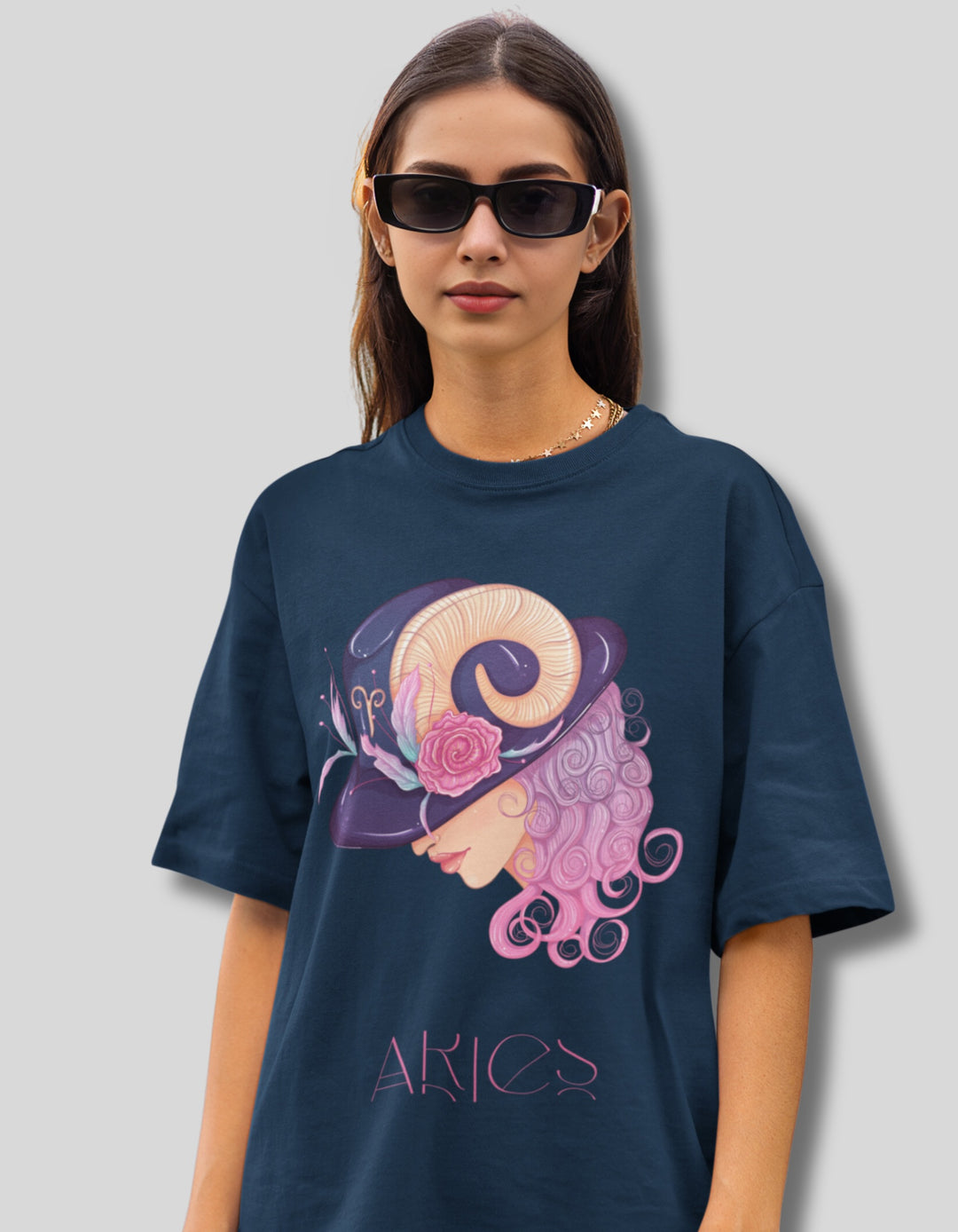 Aries Womens Elegant Oversized tshirt#color_navy