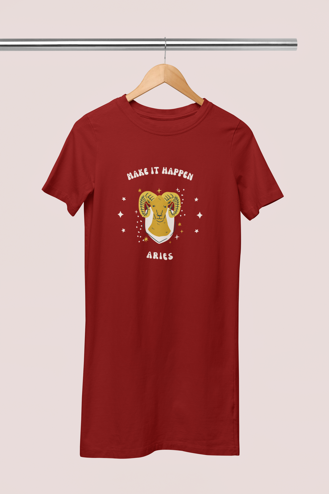 Aries Zodiac Make It Happen Cotton Night T-Shirt Dress For Women