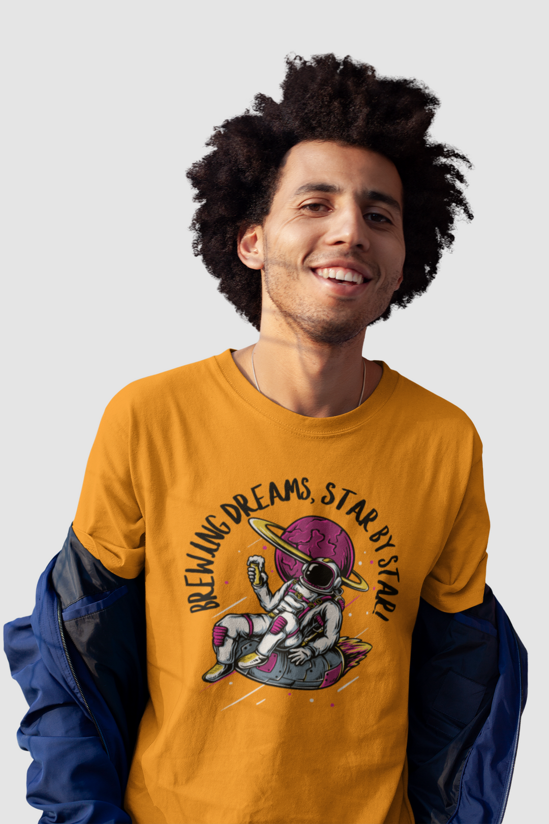 Astronaut_Cheers_Galactic_Brews_T-Shirt#color_mustard