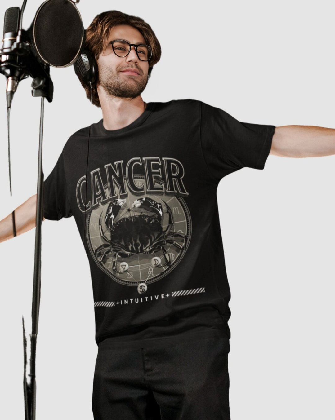 Cancer Mens LineArt Oversized TShirt#color_black