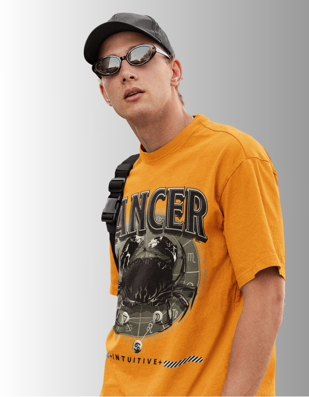 Cancer Mens LineArt Oversized TShirt#color_mustard
