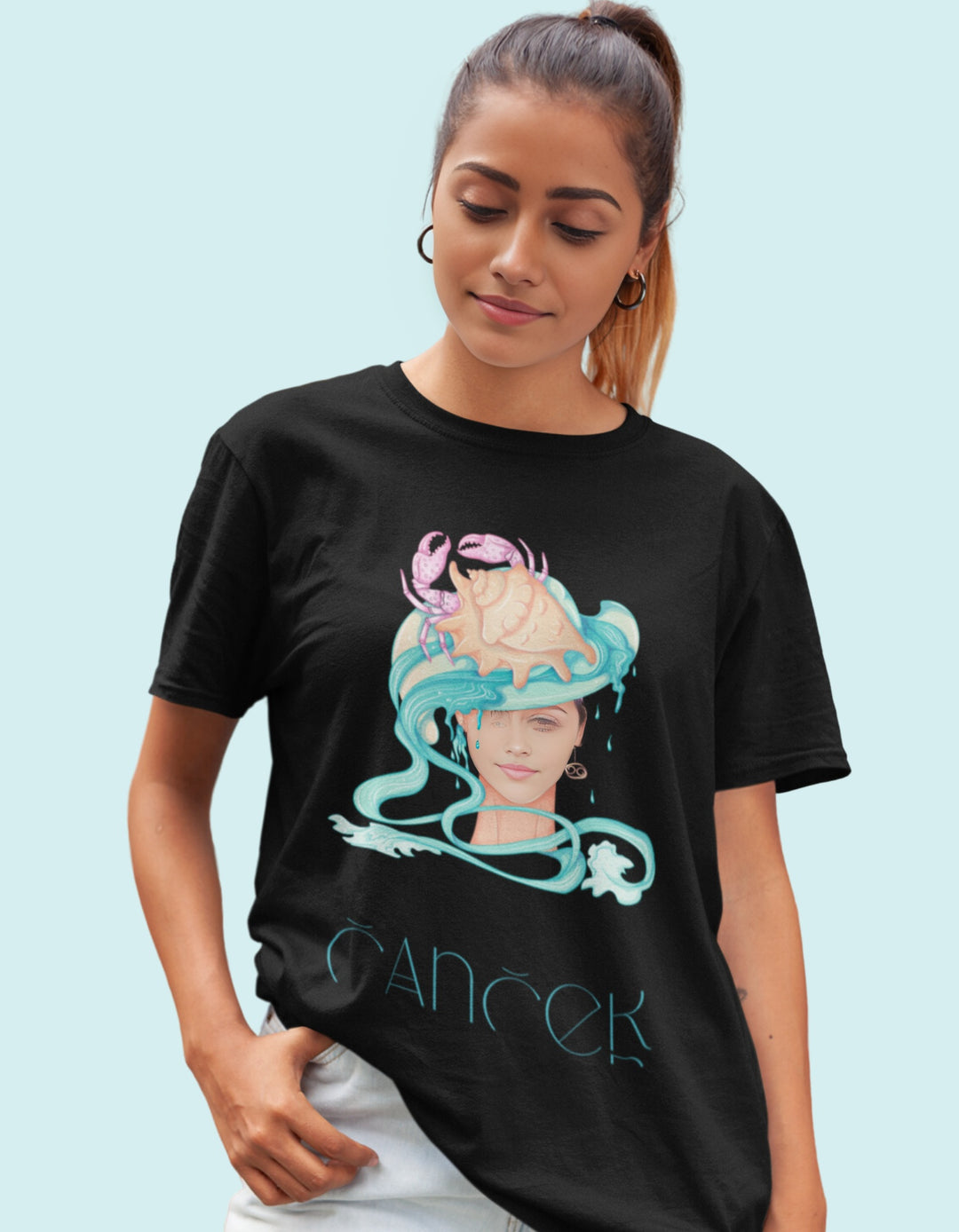 Cancer Womens Elegant Oversized TShirt#color_black