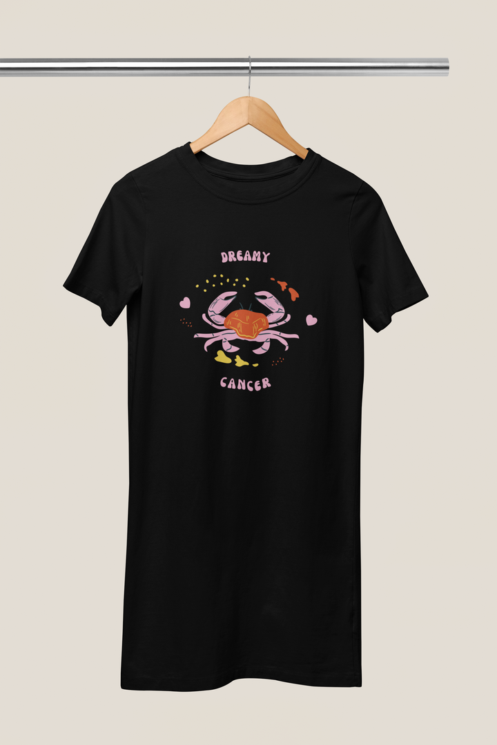 Cancer Zodiac Dreamy Cotton Night T-Shirt Dress For Women