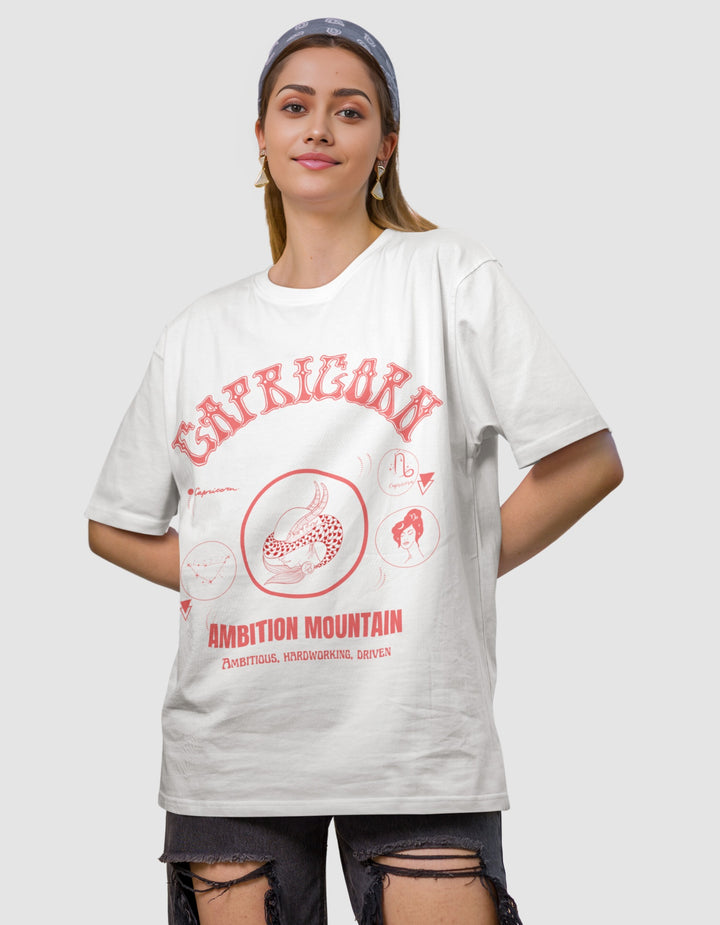 Capricorn The Goat Graphic Printed Oversized T-Shirt For Women