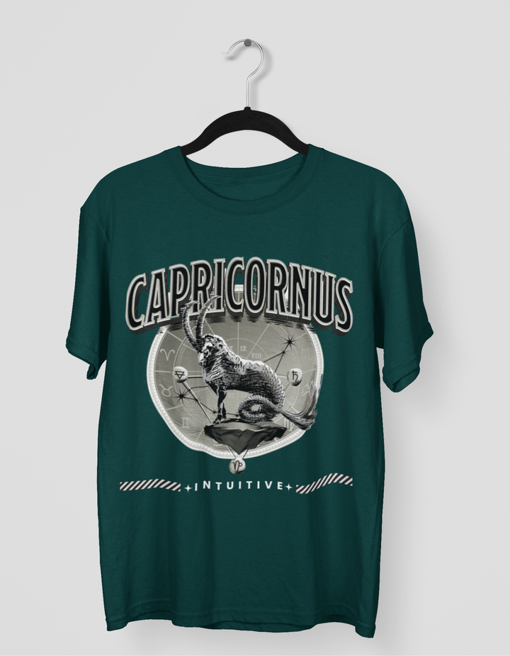 Capricorn Mens LineArt Oversized TShirt#color_green