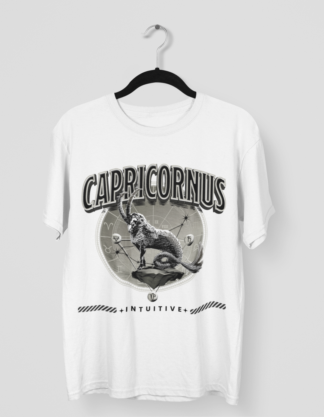 Capricorn Mens LineArt Oversized TShirt#color_white