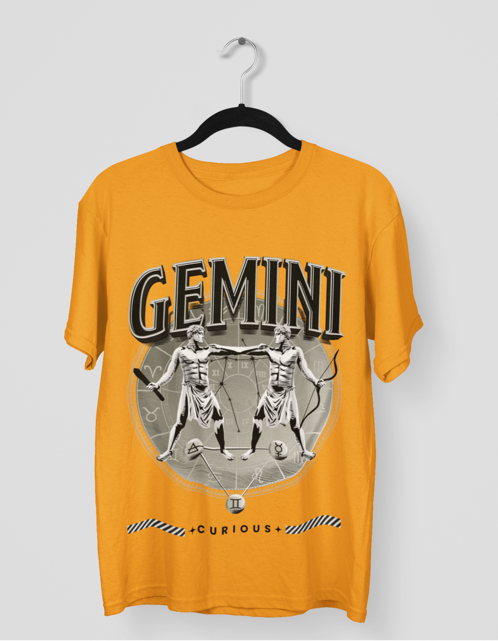 Gemini Mens LineArt Oversized TShirt#color_mustard