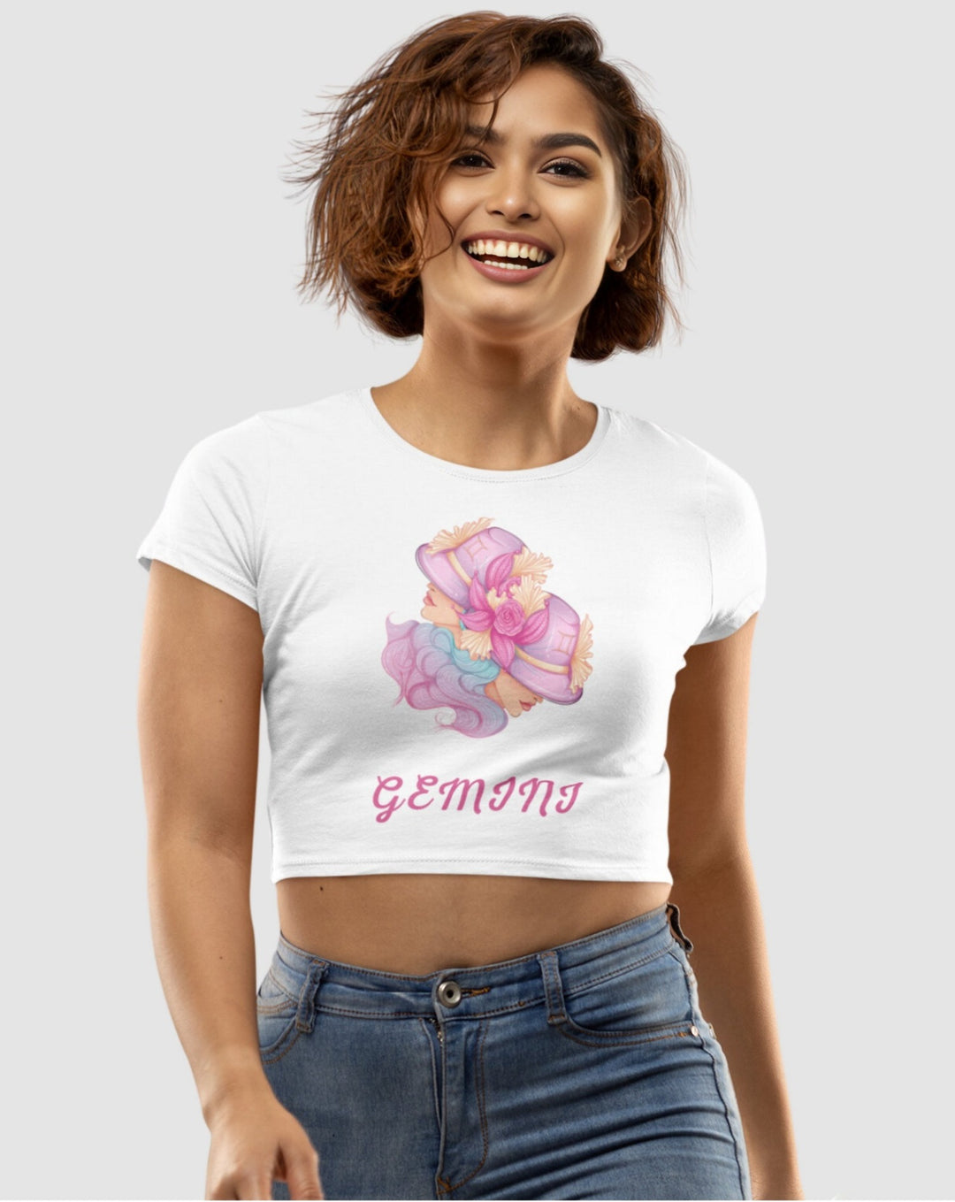 Trendy Womens Stellar Gemini Crop Top#color_white