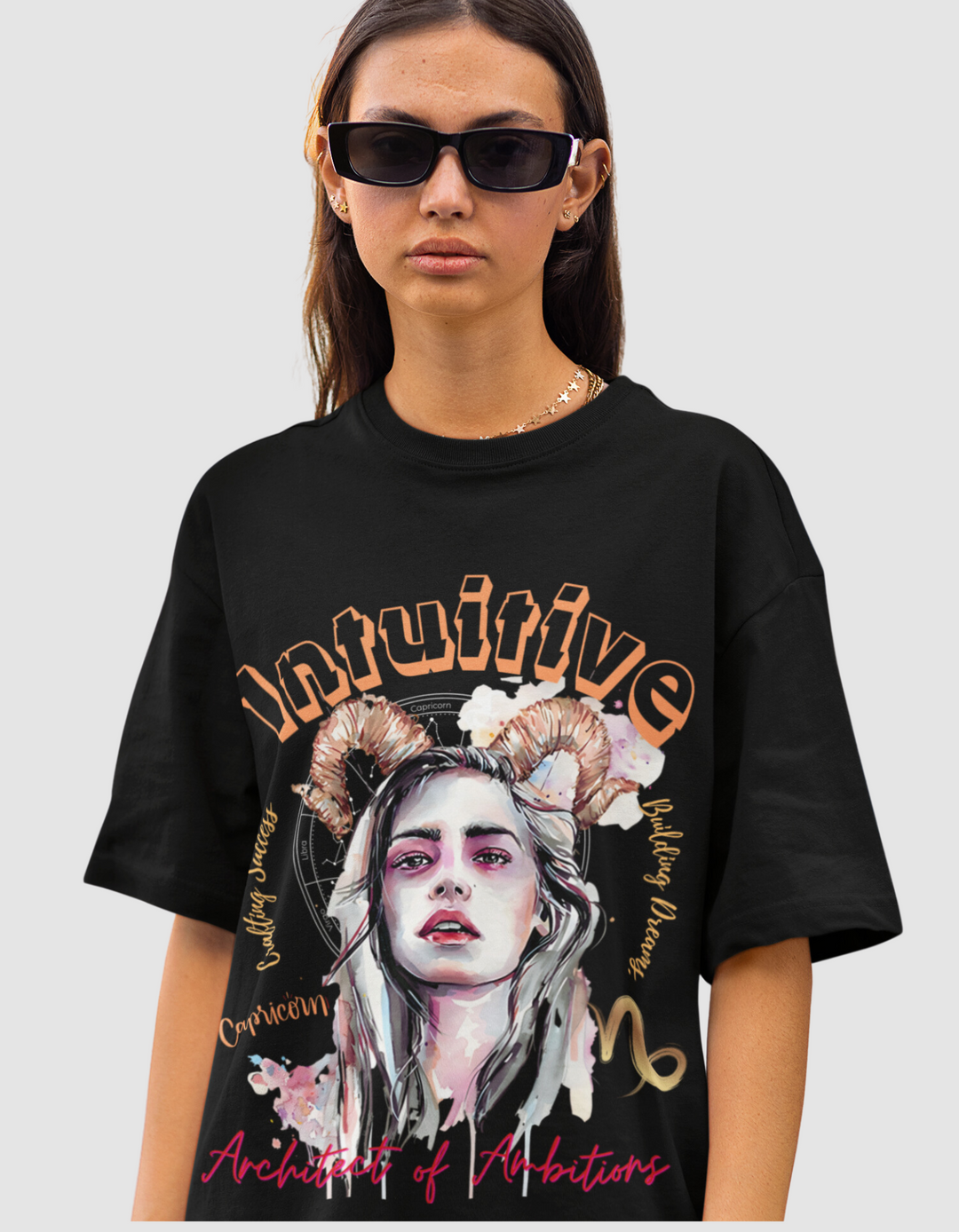 Intuitive_Capricorn_Graphic_Printed_Oversized_T-Shirt#color_black