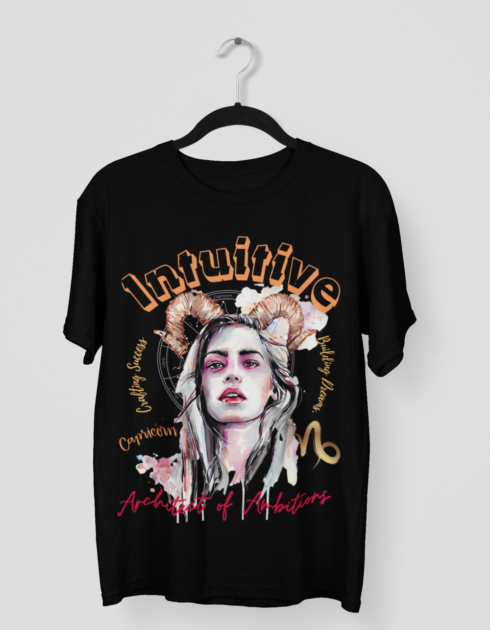 Intuitive_Capricorn_Graphic_Printed_Oversized_T-Shirt#color_black