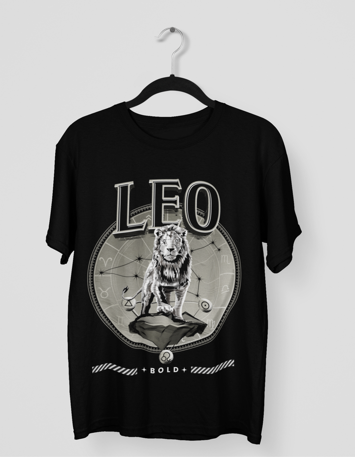 Leo Mens LineArt Oversized TShirt#color_black