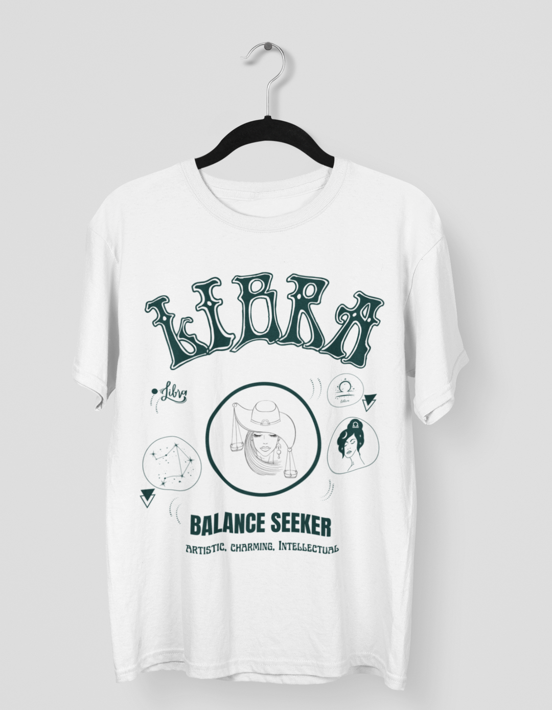 Libra The Scales Graphic Printed Oversized T-Shirt For Women