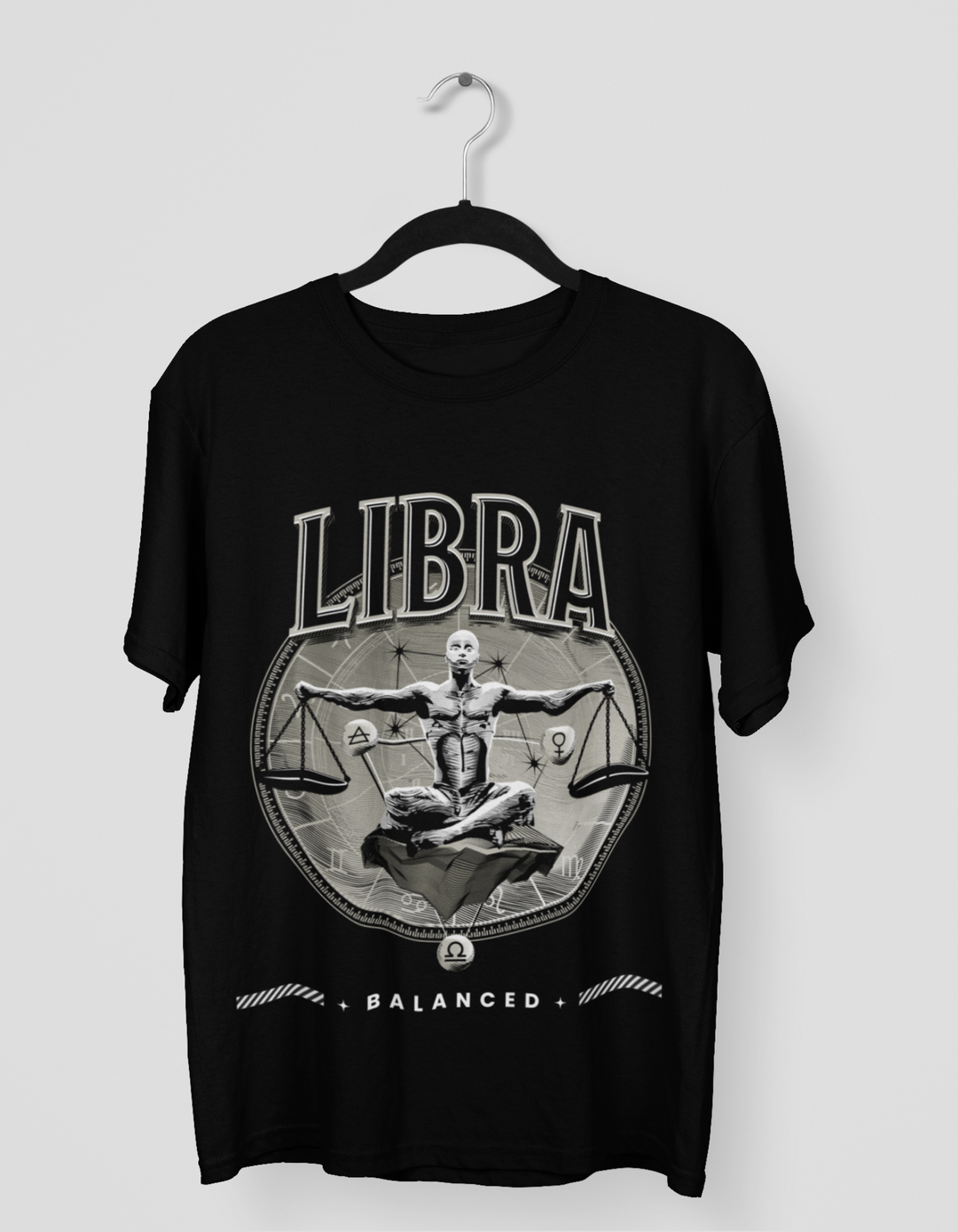 Libra Mens LineArt Oversized TShirt#color_black