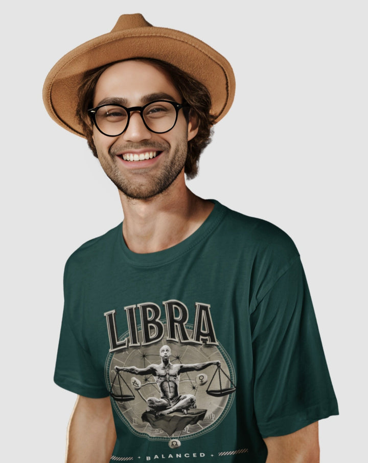 Libra Mens LineArt Oversized TShirt#color_green