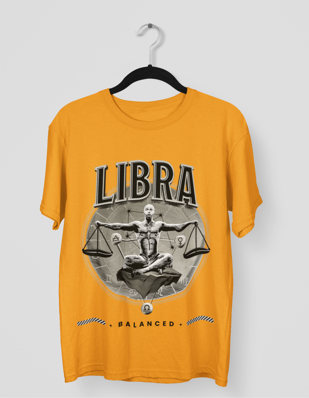 Libra Mens LineArt Oversized TShirt#color_mustard