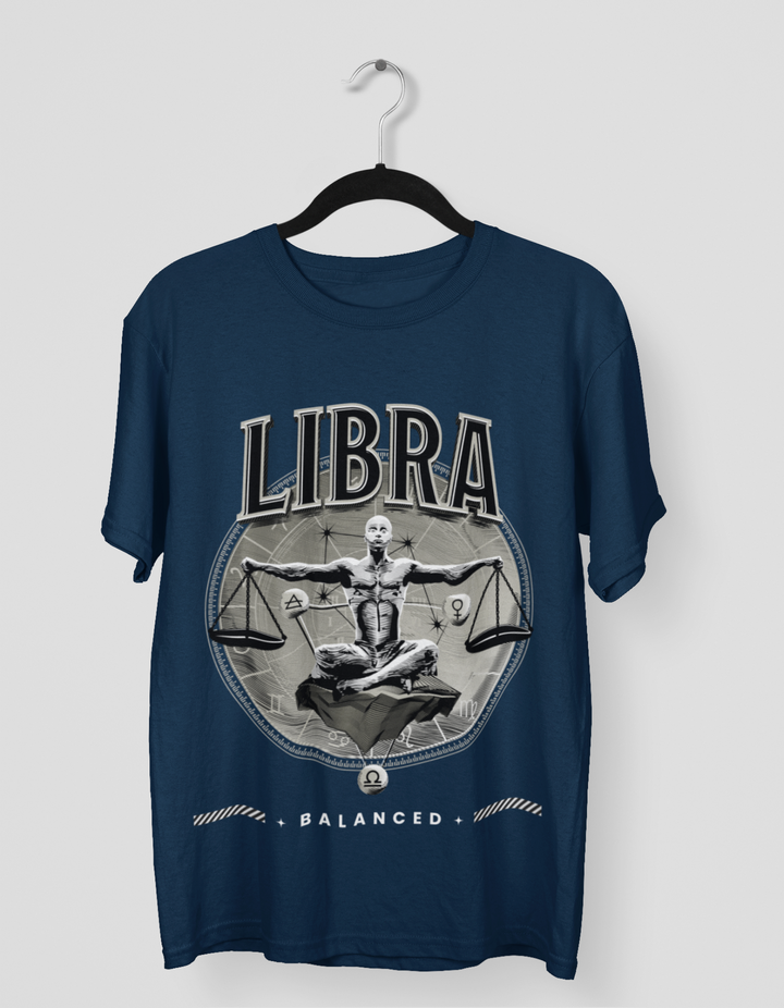 Libra Mens LineArt Oversized TShirt#color_navy