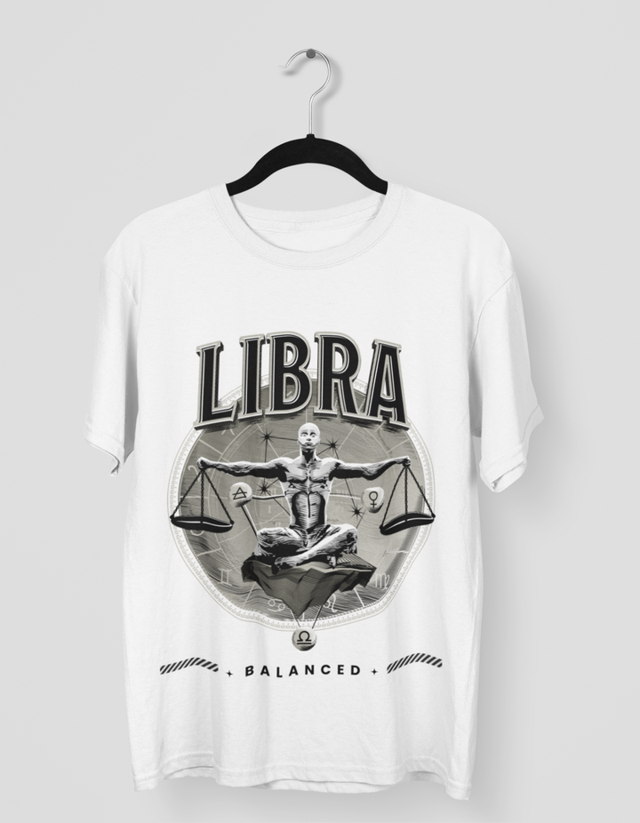 Libra Mens LineArt Oversized TShirt#color_white