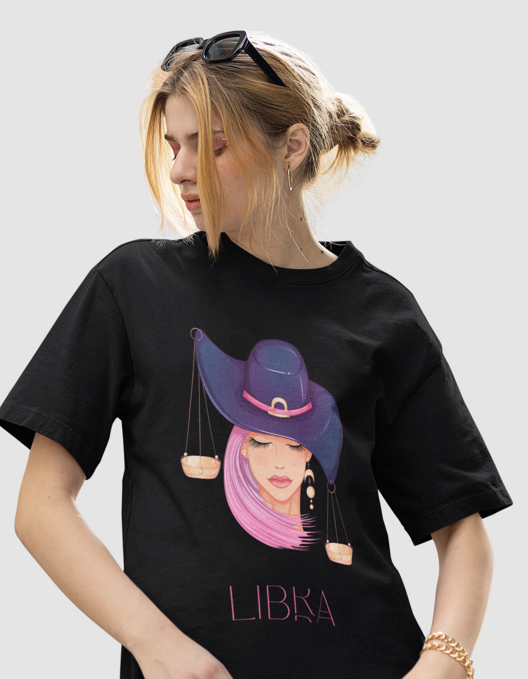 Libra Womens Elegant Oversized TShirt#color_black