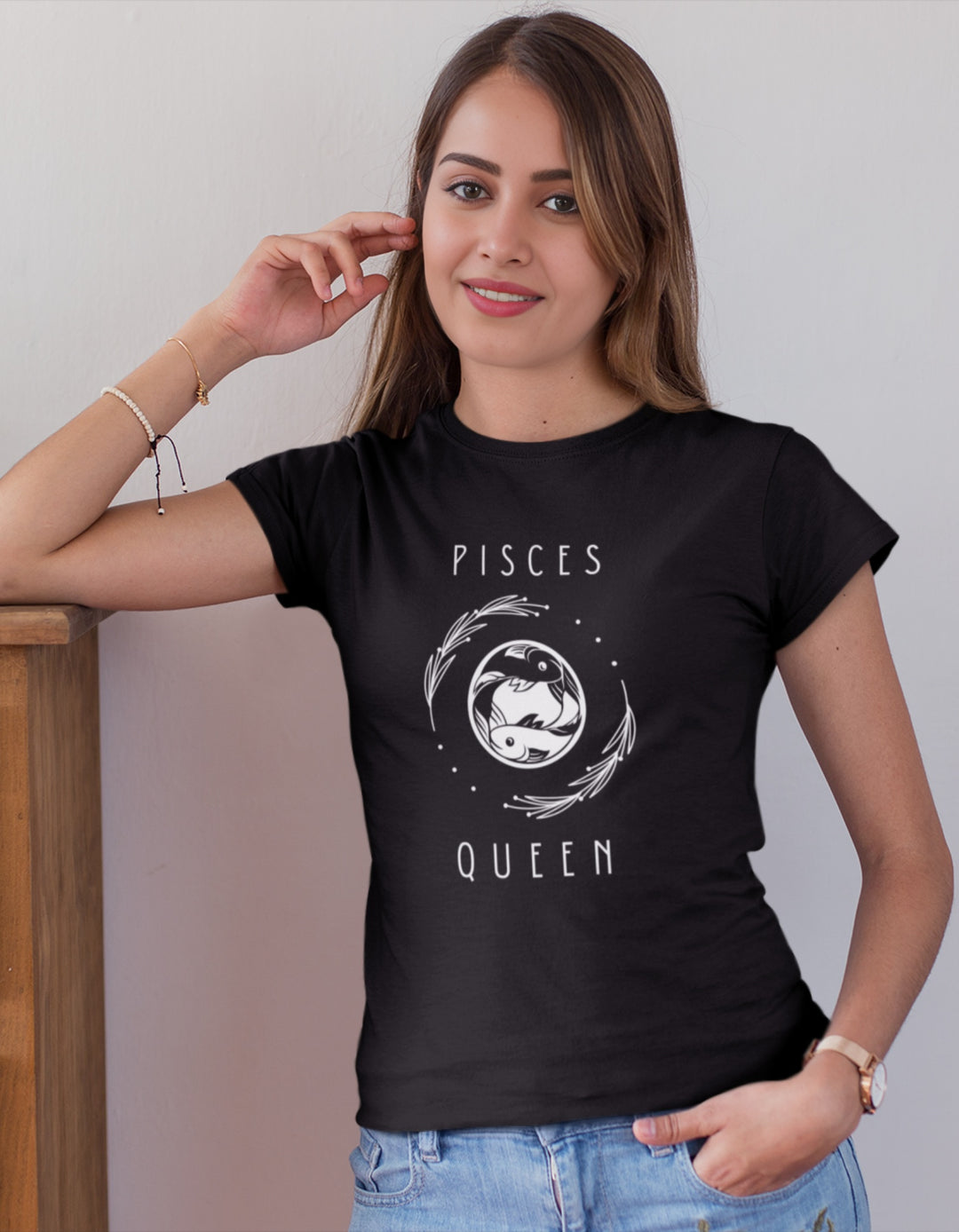 Pisces Queen Graphic Printed T-Shirt#color_black