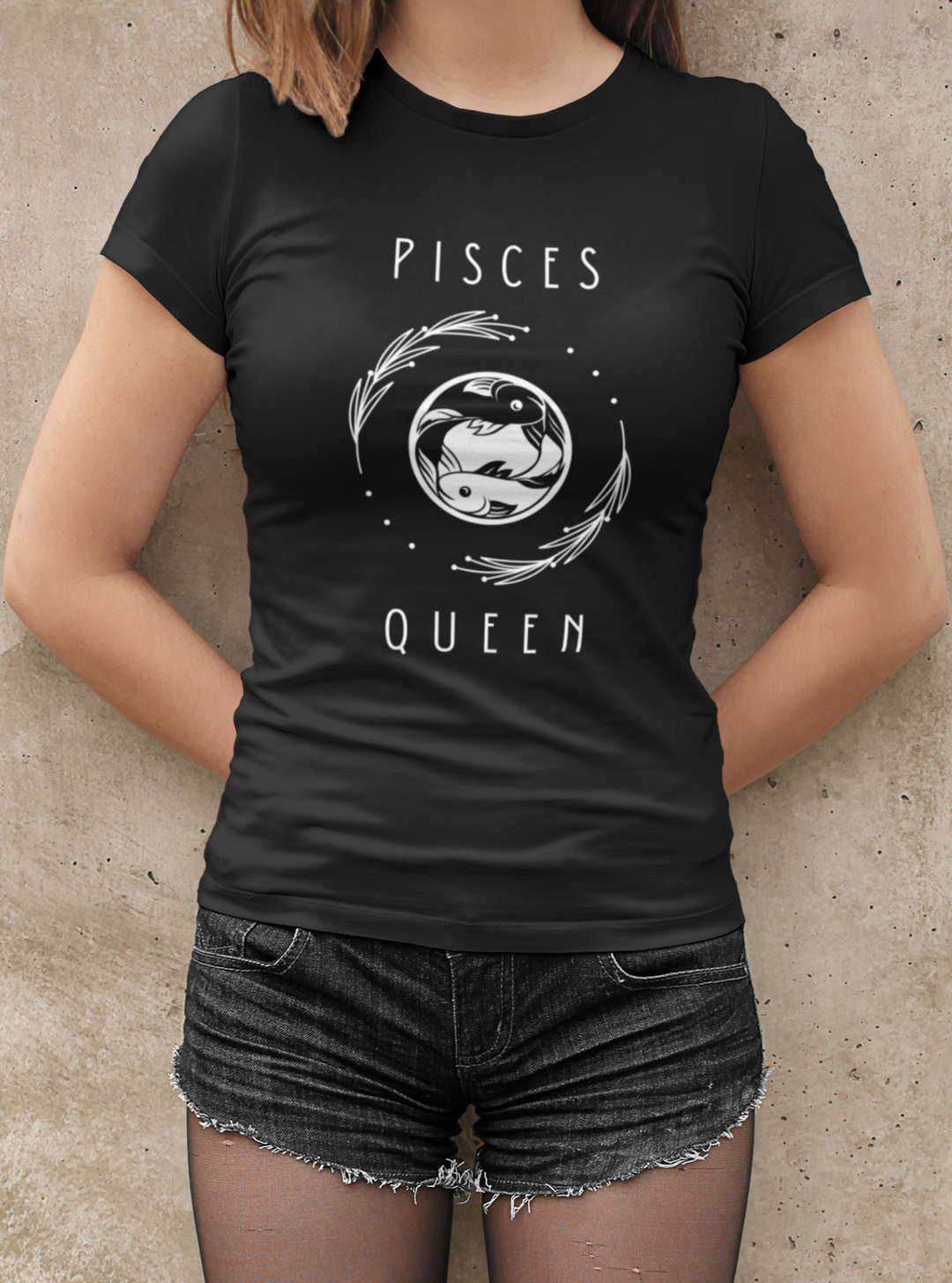 Pisces Queen Graphic Printed T-Shirt#color_black