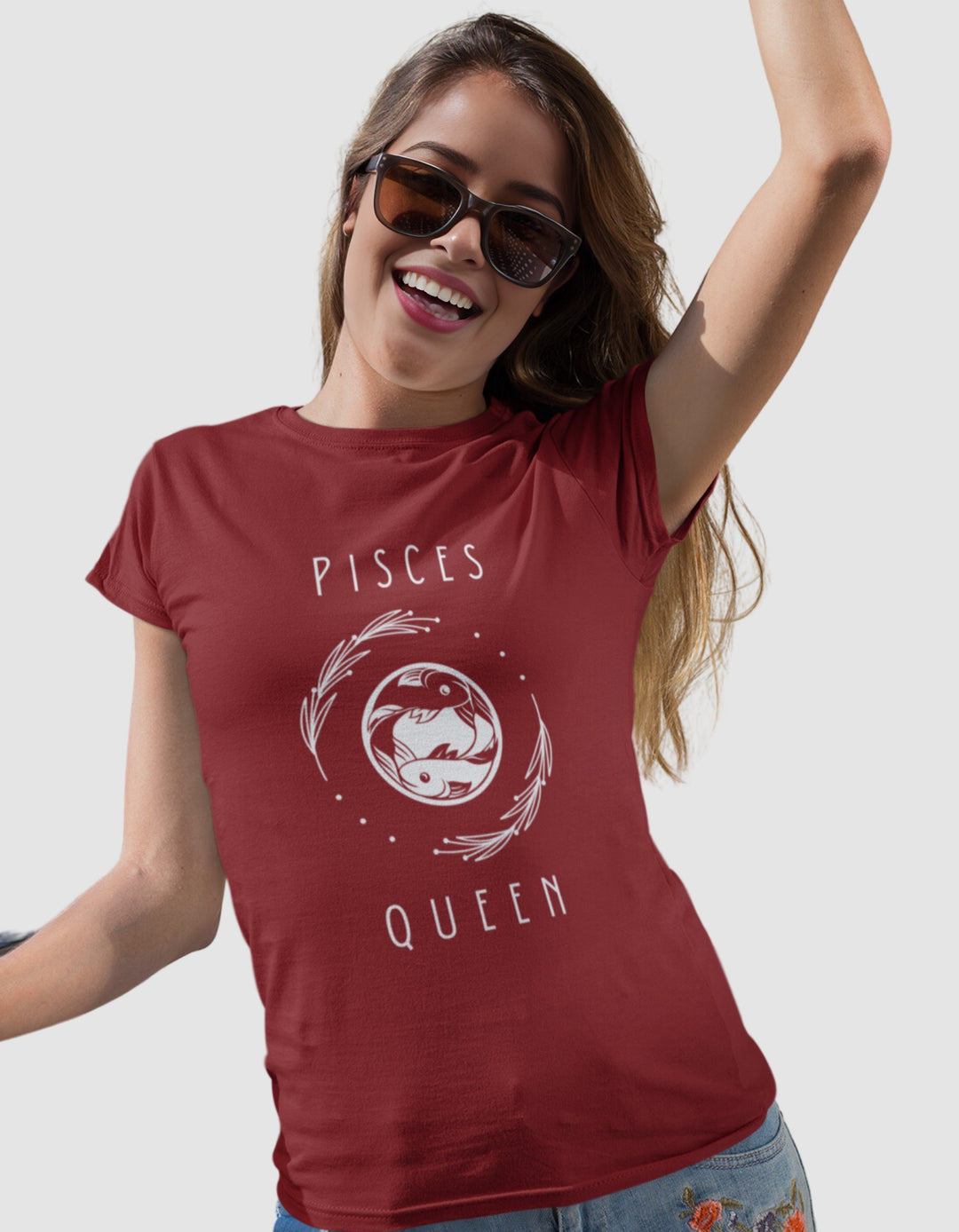 Pisces Queen Graphic Printed T-Shirt#color_maroon