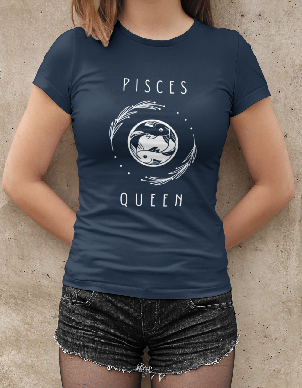Pisces Queen Graphic Printed T-Shirt#color_navy