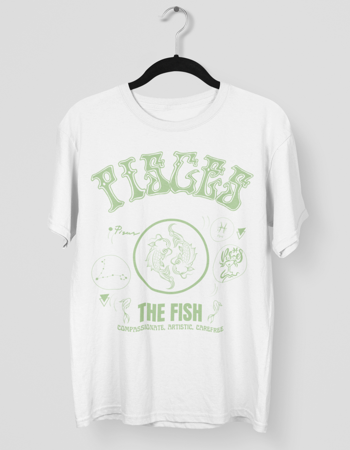 Pisces The Fish Graphic Printed Oversized T-Shirt For Women