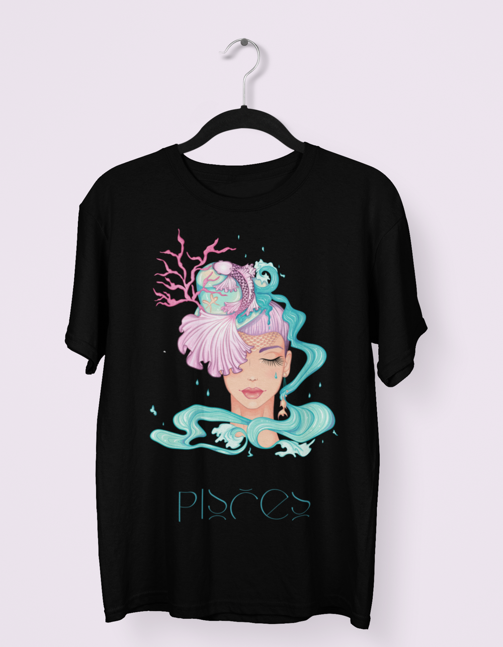 Pisces Womens Elegant Oversized TShirt#color_black