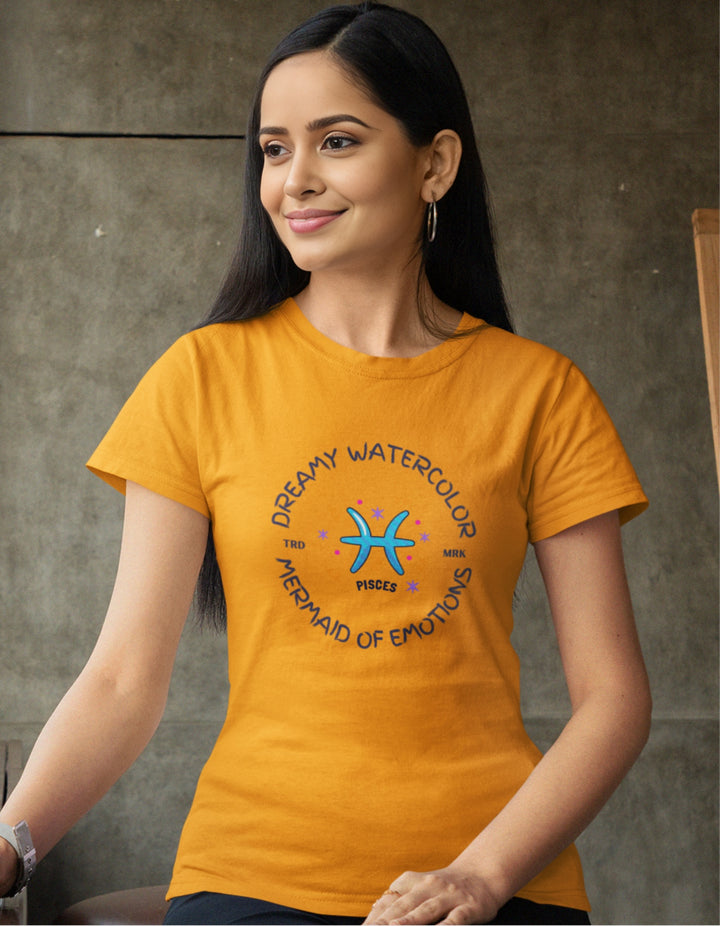 Pisces Womens Funky T-Shirt#color_mustard