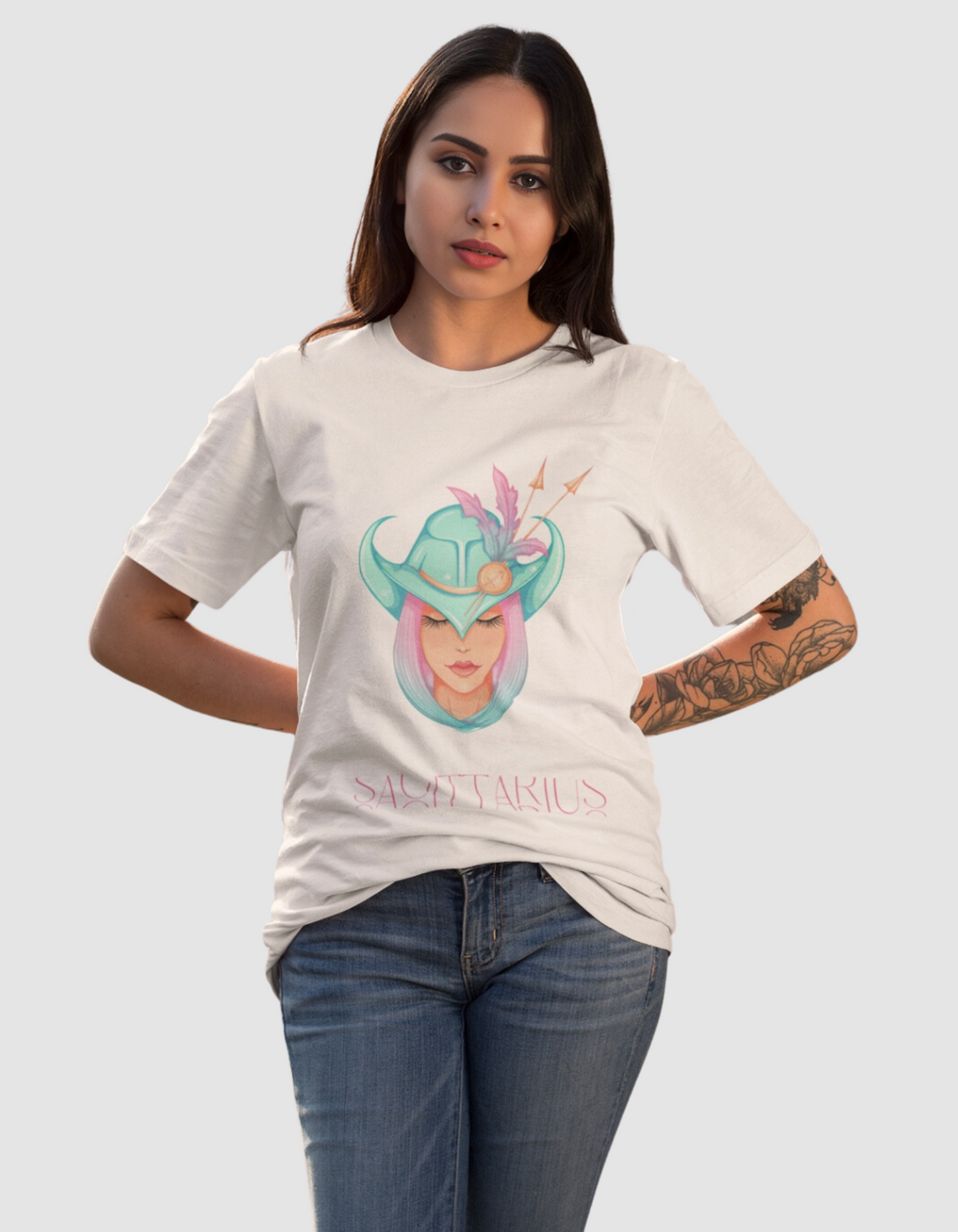 Sagittarius Womens Elegant Oversized TShirt#color_white