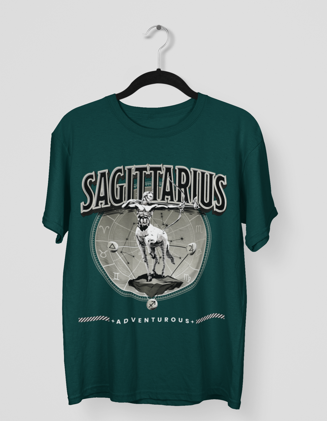 Sagittarius Mens LineArt Oversized TShirt#color_green