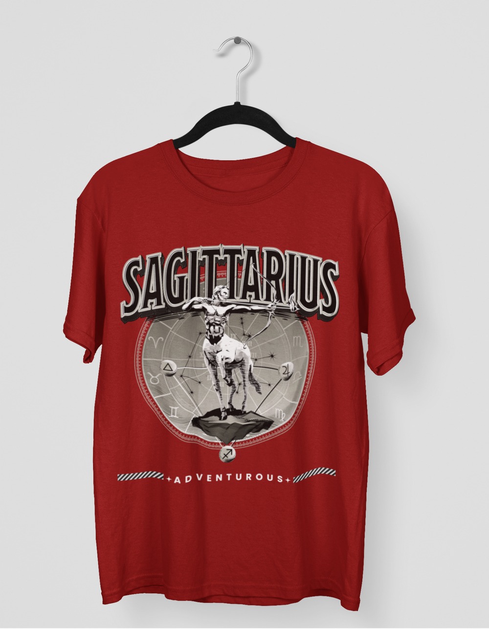 Sagittarius Mens LineArt Oversized TShirt#color_maroon