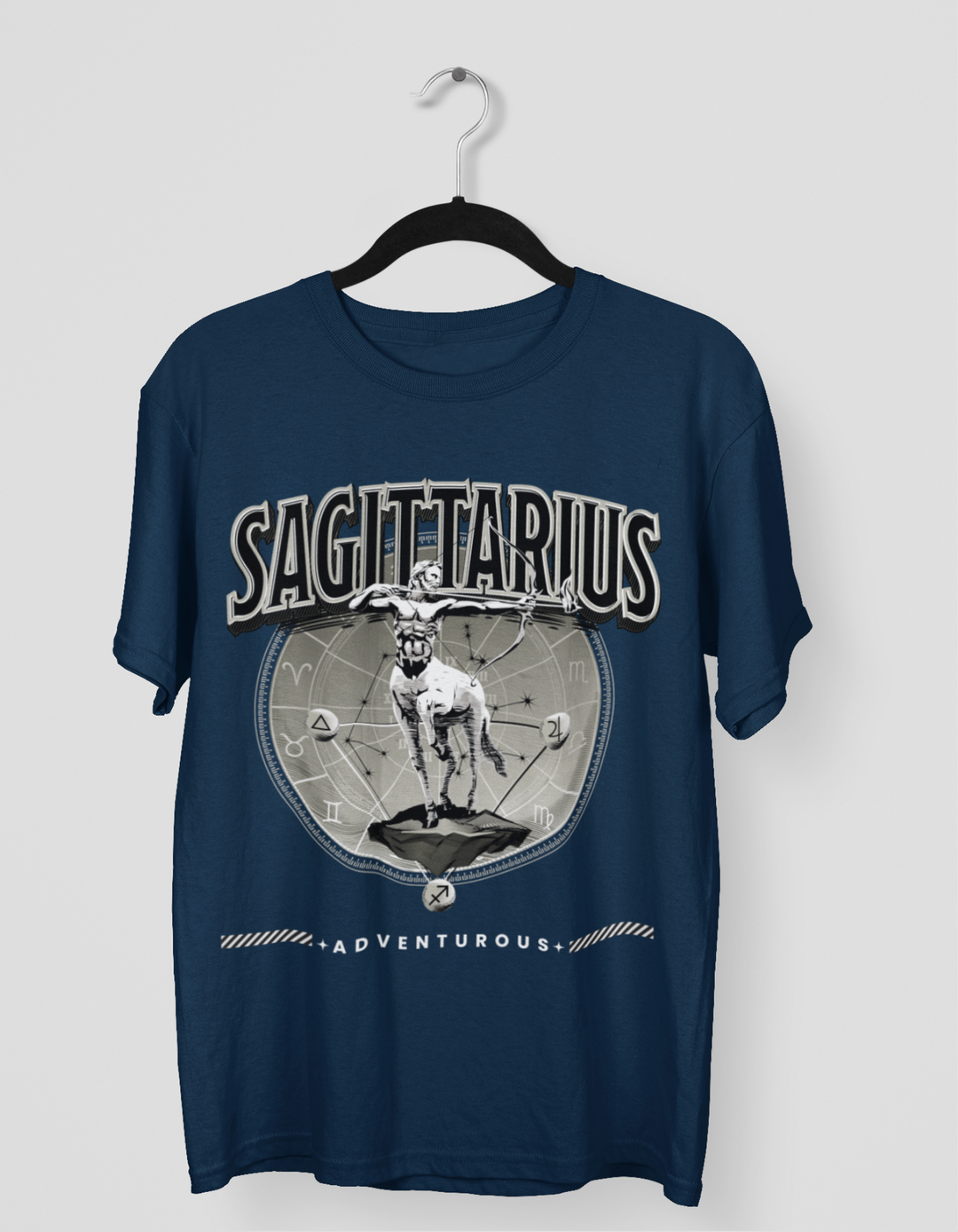 Sagittarius Mens LineArt Oversized TShirt#color_navy