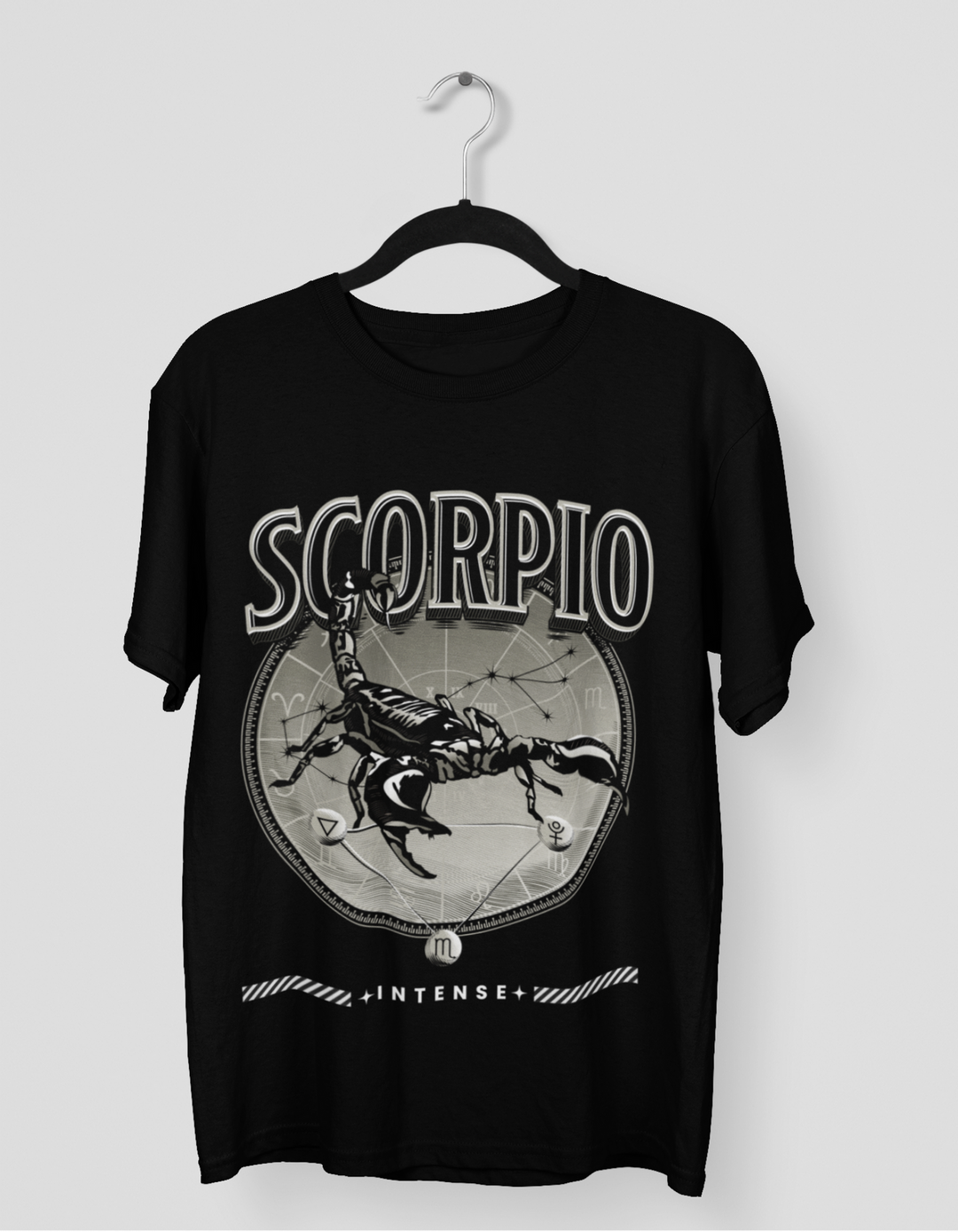 Scorpio Mens LineArt Oversized TShirt#color_black