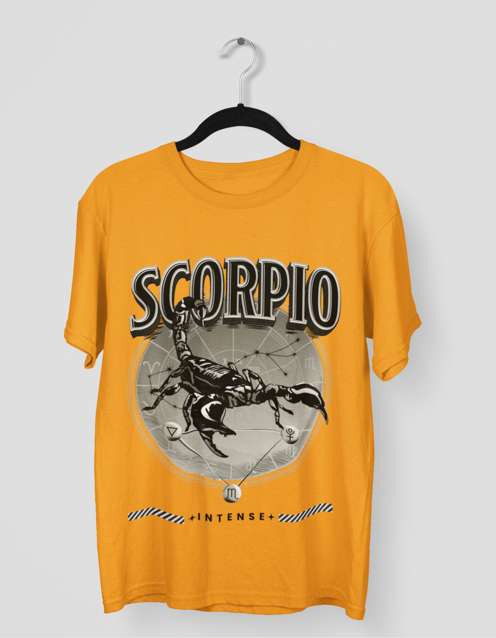 Scorpio Mens LineArt Oversized TShirt#color_mustard