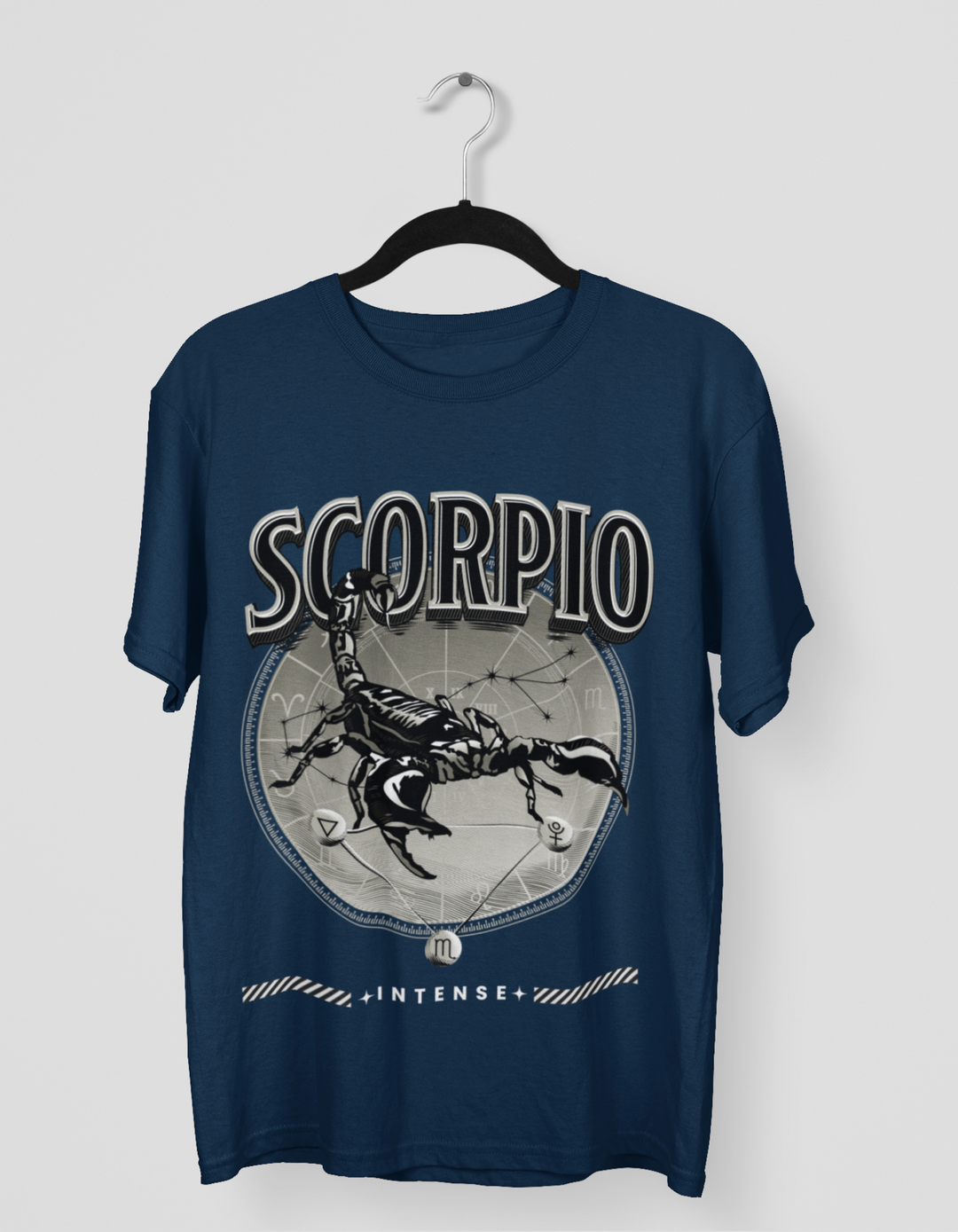 Scorpio Mens LineArt Oversized TShirt#color_navy
