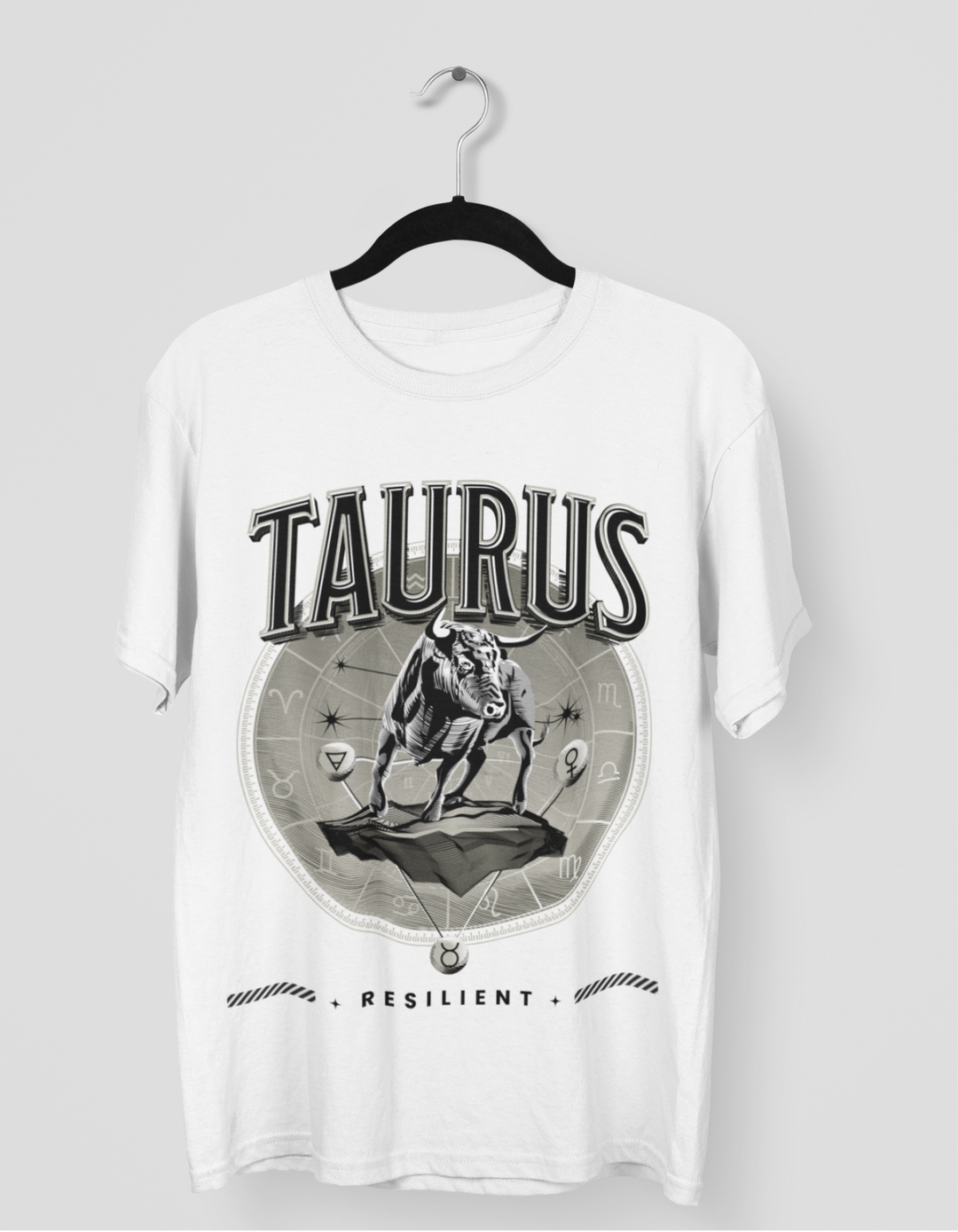 Taurus Mens LineArt Oversized TShirt#color_white