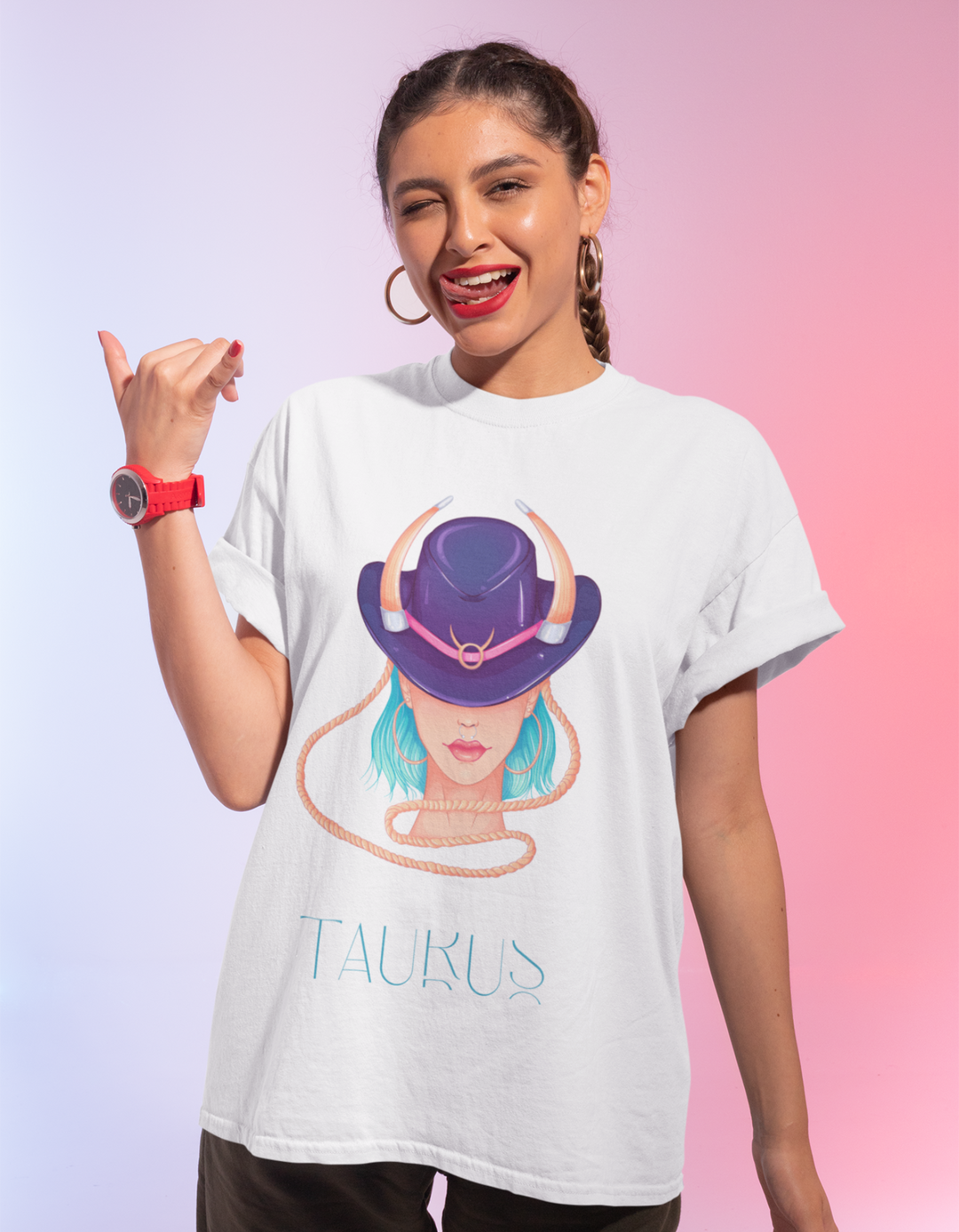Taurus Womens Elegant Oversized TShirt#color_white