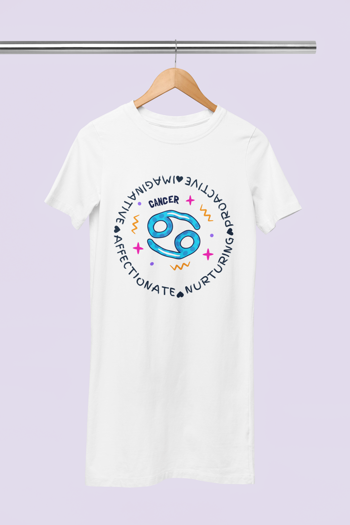 Cancer Zodiac Cotton Night T-Shirt Dress For Women