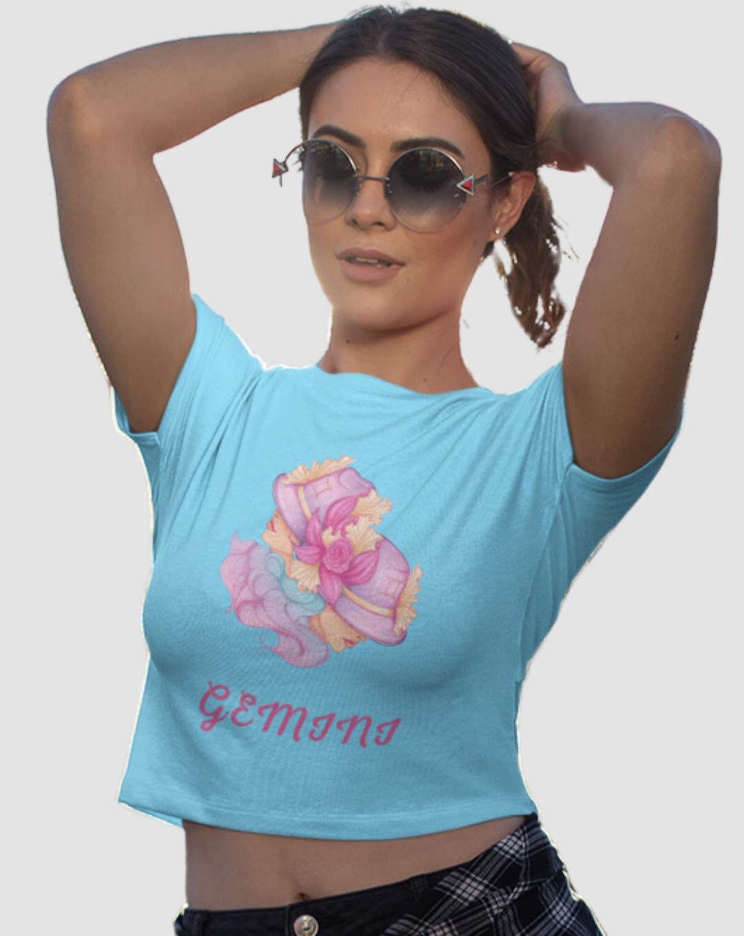 Trendy Womens Stellar Gemini Crop Top#color_cyan