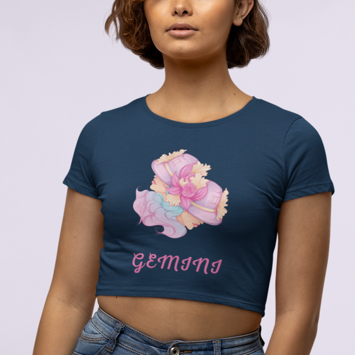 Trendy Womens Stellar Gemini Crop Top#color_navy