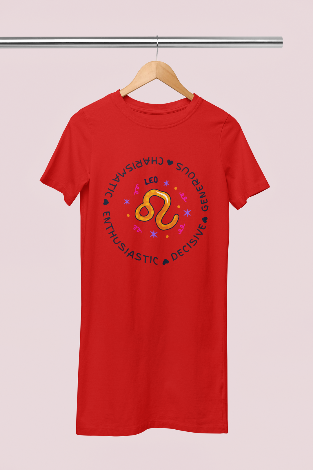 Leo Zodiac Cotton Night T-Shirt Dress For Women