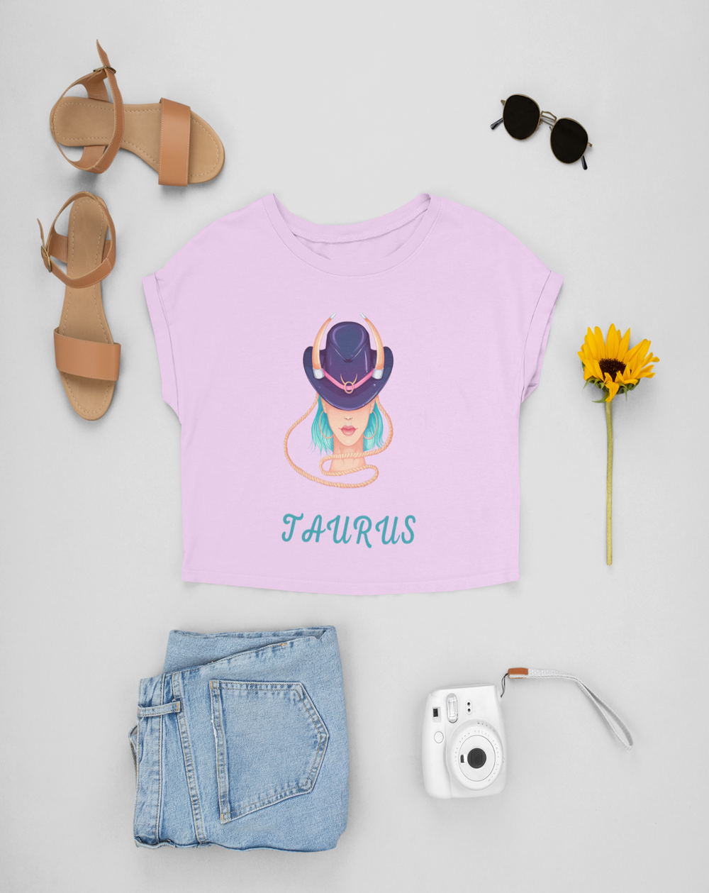 Trendy Womens Stellar Taurus Crop Top#color_lavender